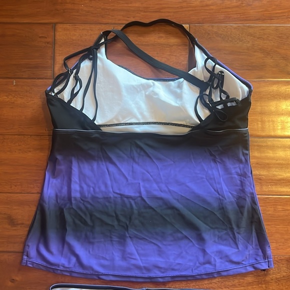 Strappy Hollow-out Back Tankini With Chest Pad Size XL - Picture 5 of 8